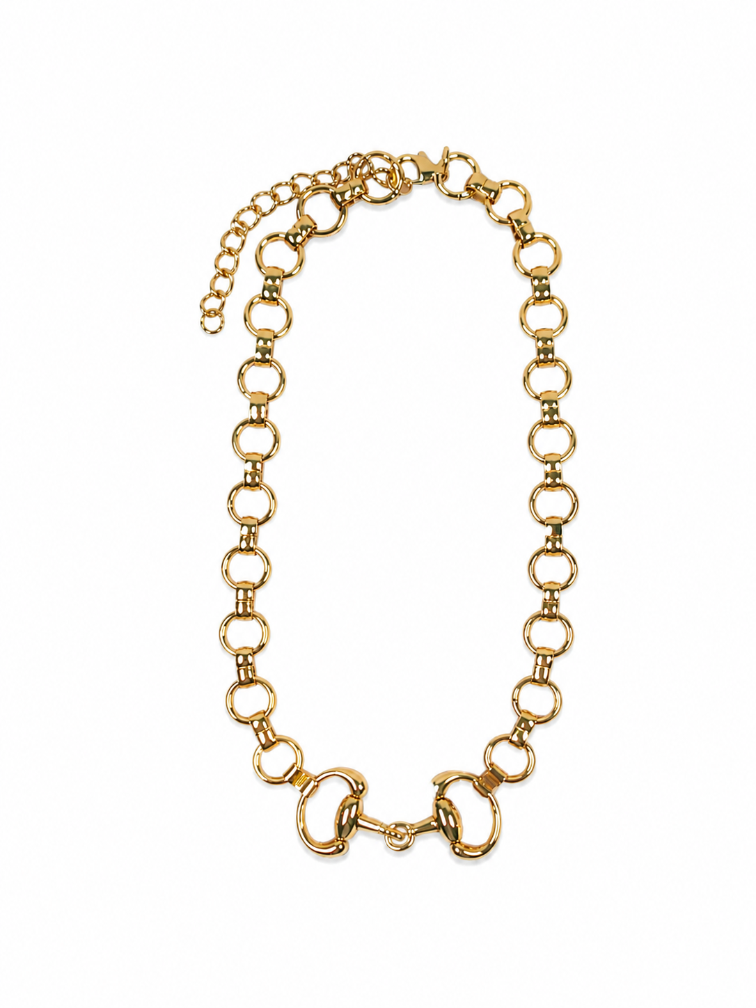 18" 18K Gold Plated Chunky Equestrian Bit Chain Necklace