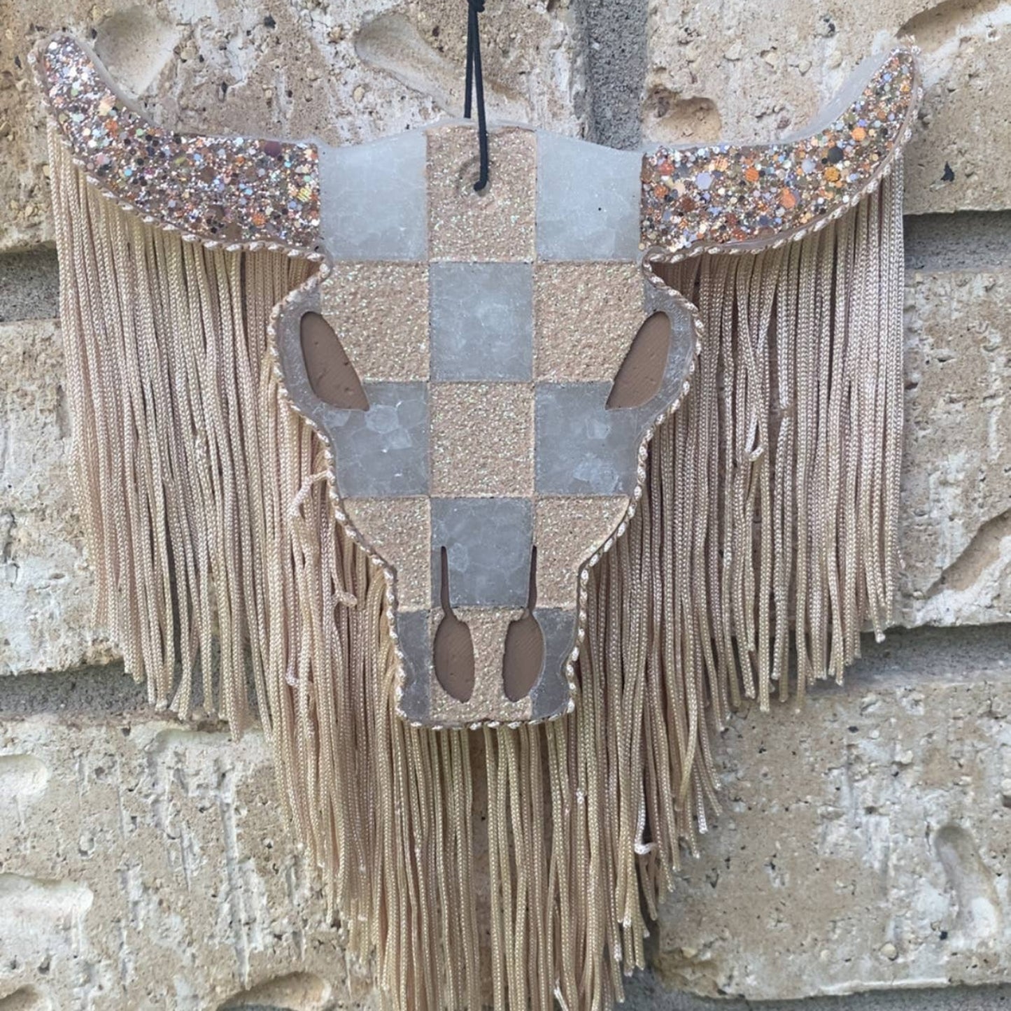 Checkered Bull Skull Freshie