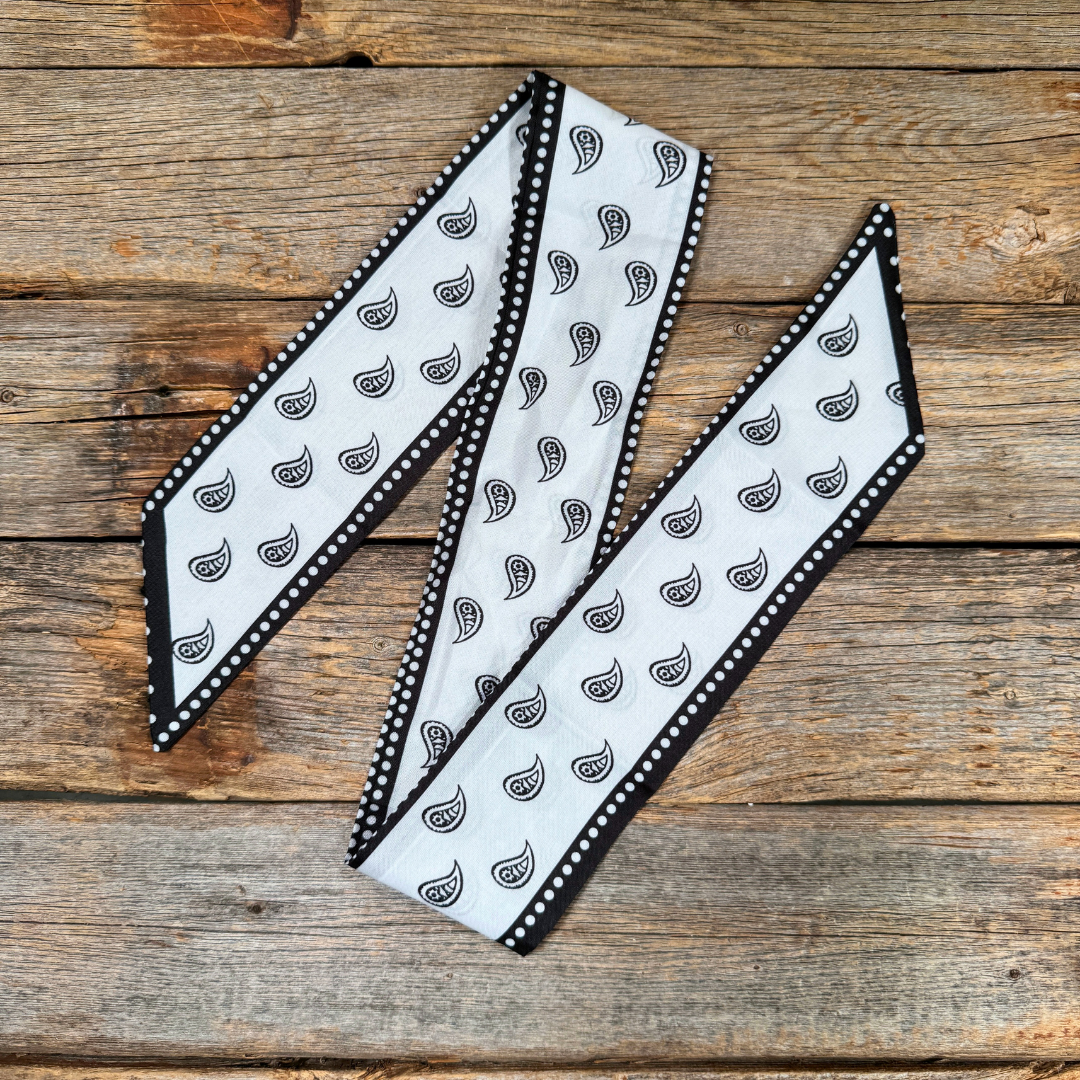 Black and White Western Skinny Mini Wild Rag Scarf / Cowgirl Necktie #TW120