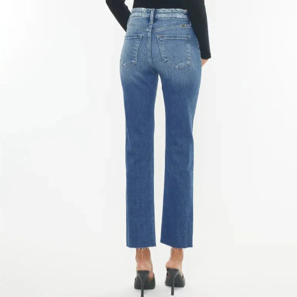 Kan Can High Rise Slim Straight Leg Jeans