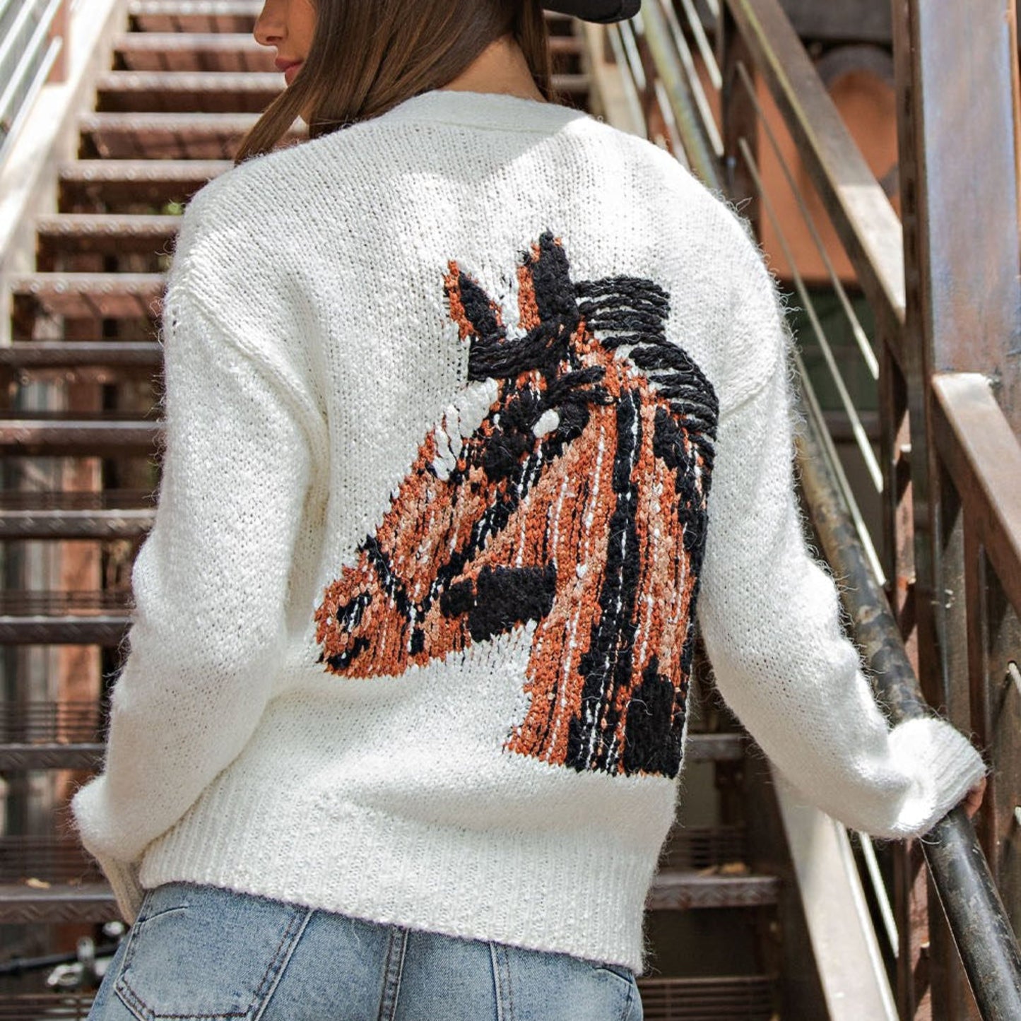 Horse Graphic Long Sleeve Cardigan
