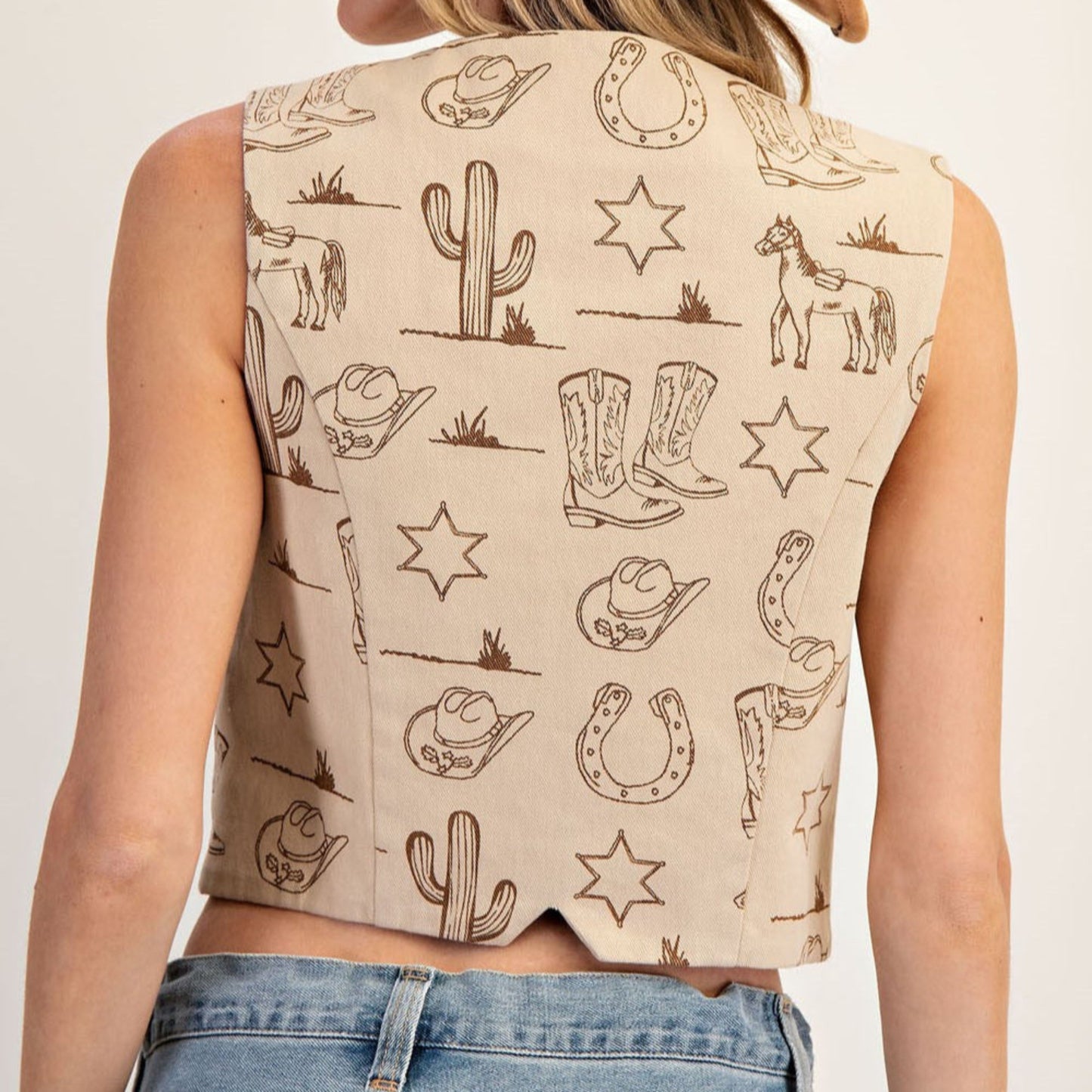 Western Graphic Button Down Vest