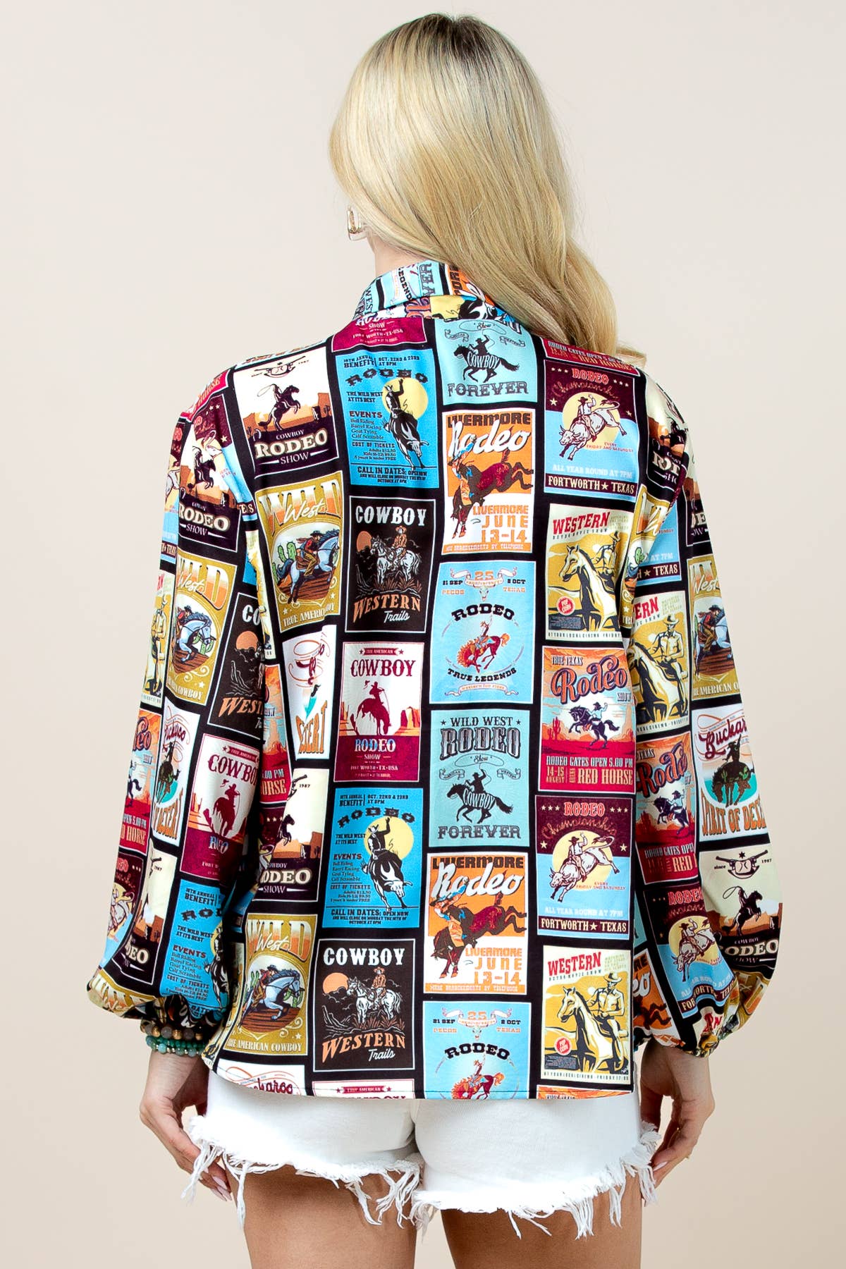 Sadia Rodeo Stamp Print Graphic Blouse