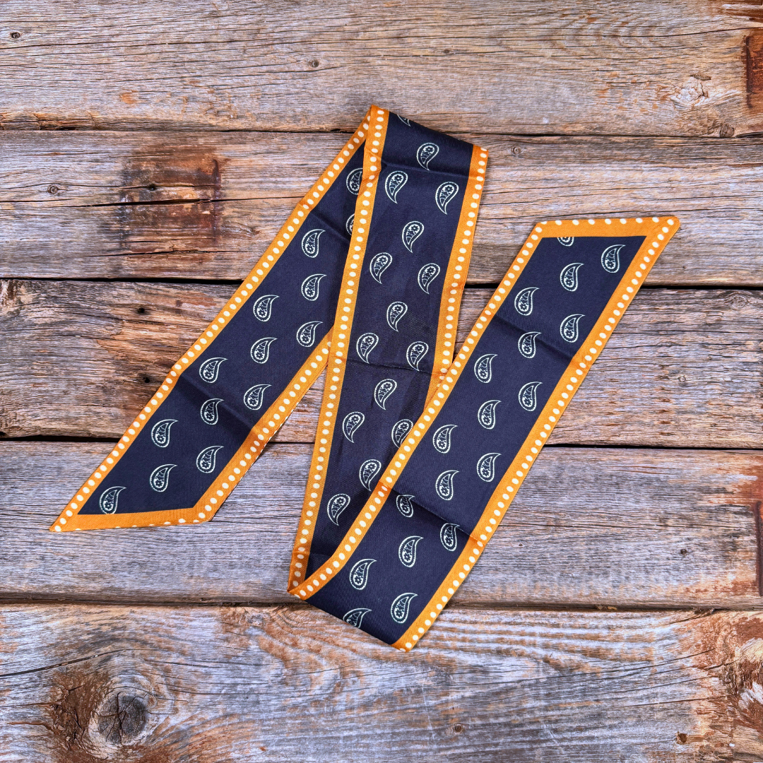 Navy and Rust Western Skinny Mini Wild Rag Scarf / Cowgirl Necktie #TW107