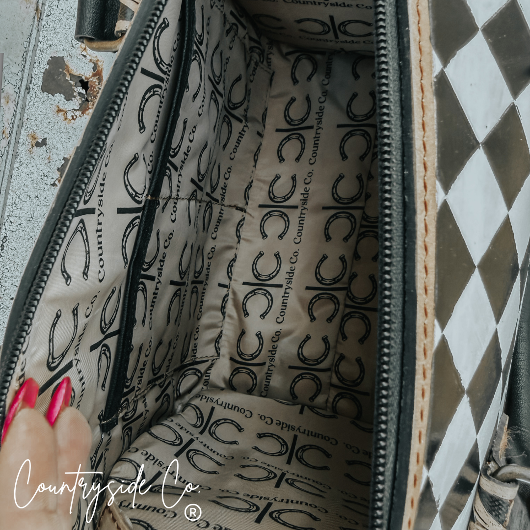 Aspen Tooled Leather Checkered Speedy Bag