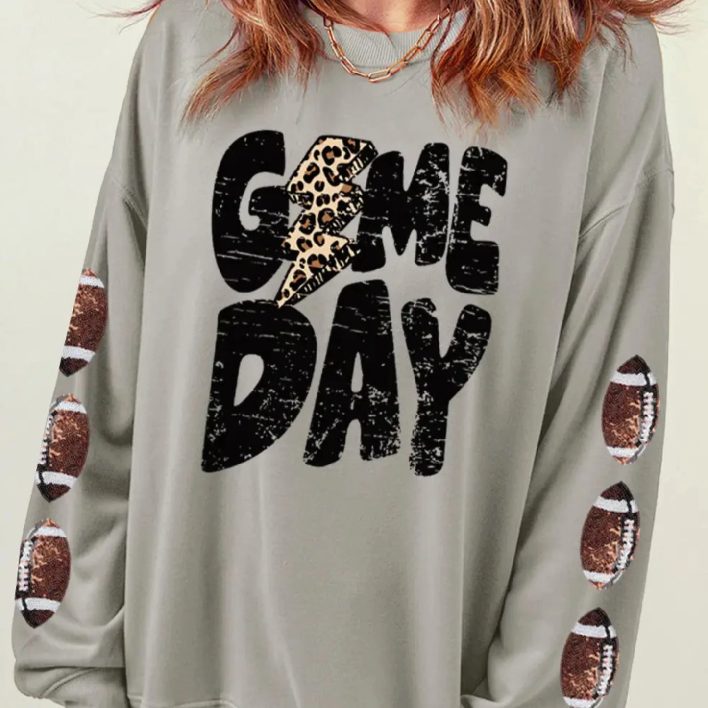 Game Day Sequin Graphic Drop Shoulder Sweatshirt