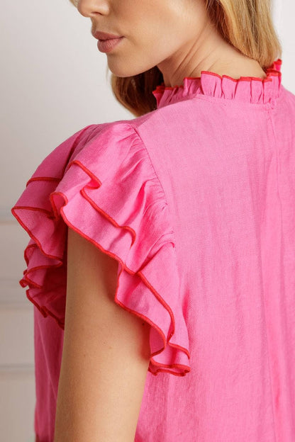 A solid woven top - IT13504 PINK