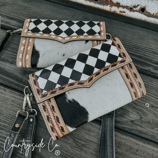 Hattie Cowhide Wallet, Wristlet, Purse