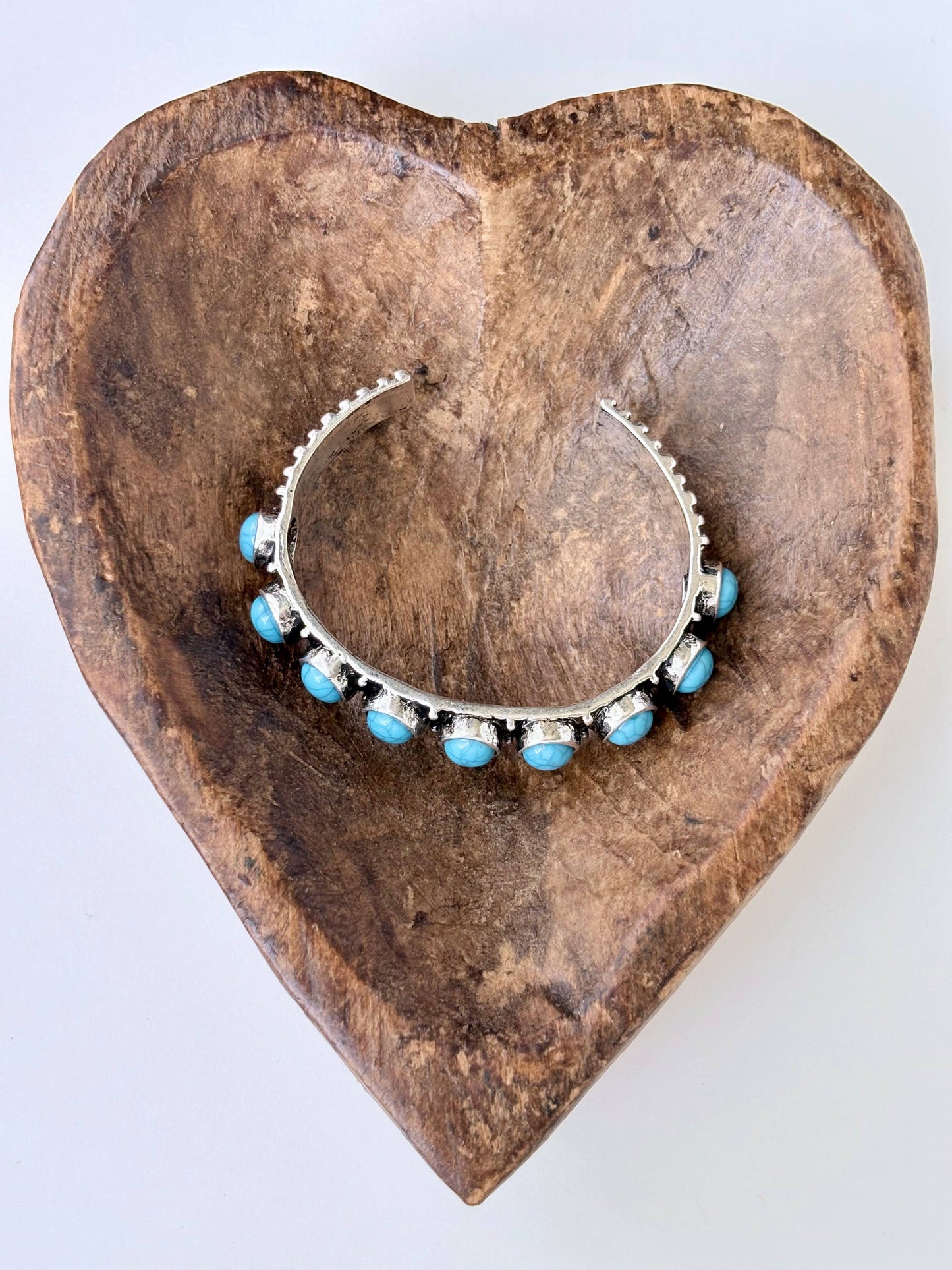 Western Style Studded Turquoise Stone Cuff Bracelet