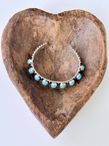 Western Style Studded Turquoise Stone Cuff Bracelet