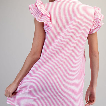 Striped Drawstring Mini Dress