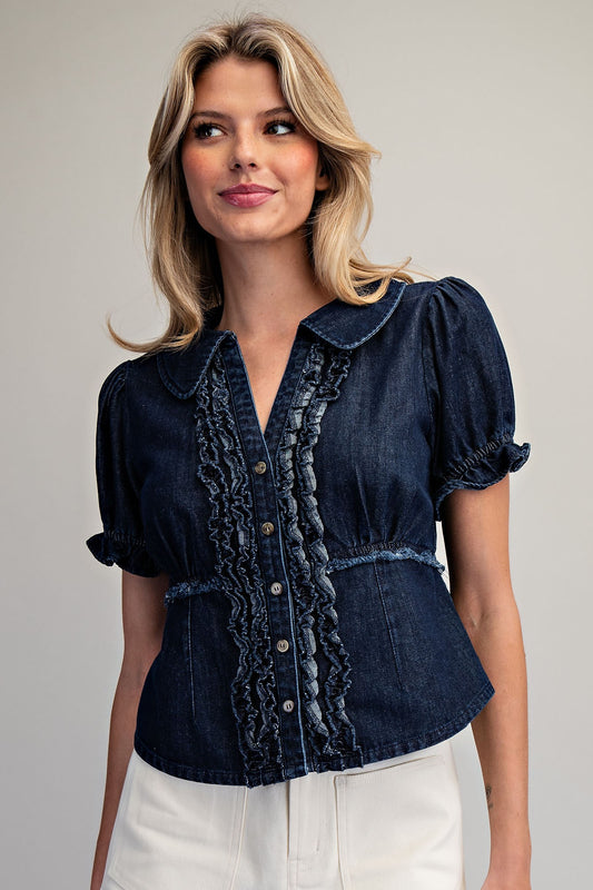 Ruffled Button Down Blouse