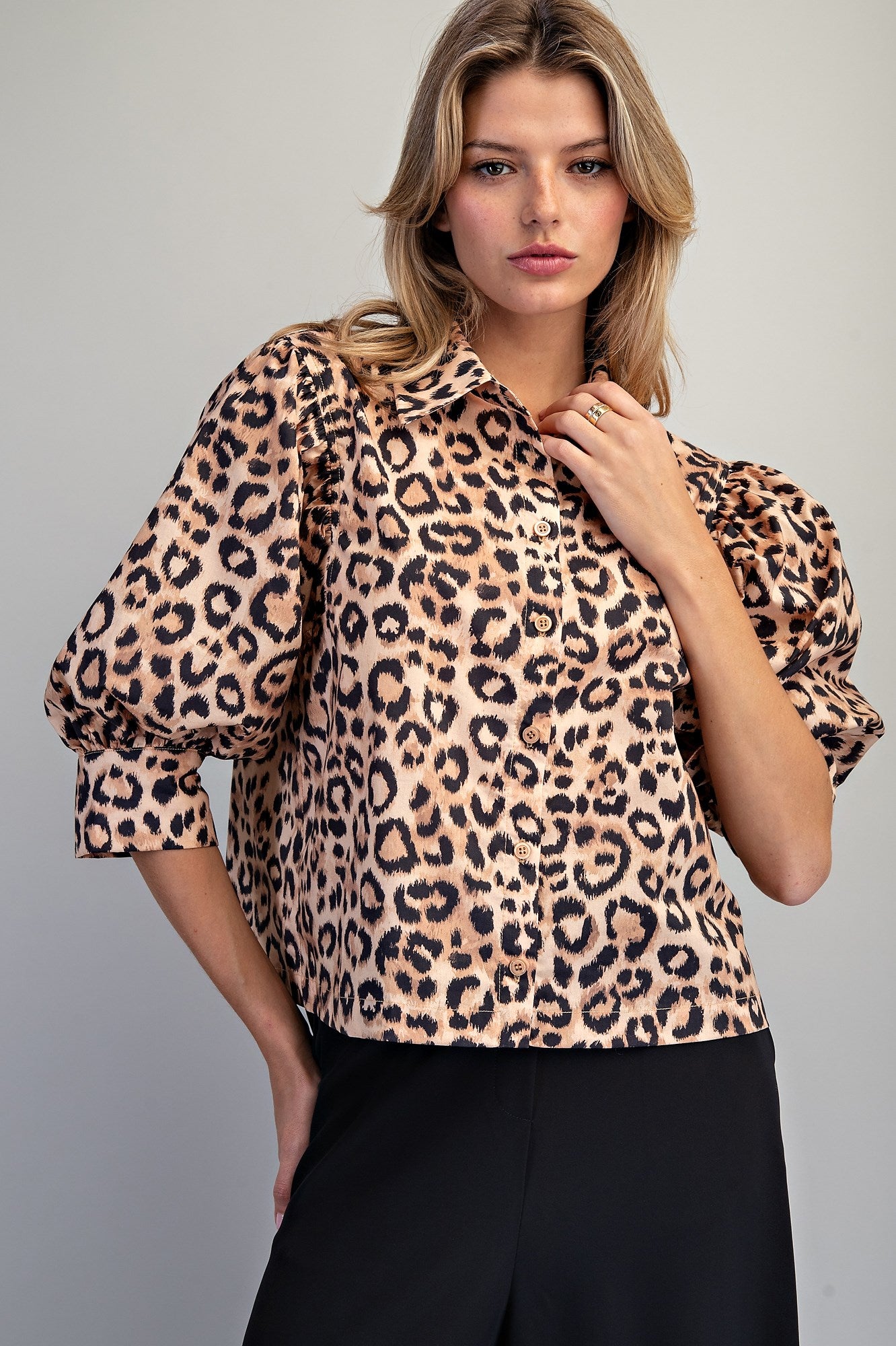 Leopard Button Down Blouse