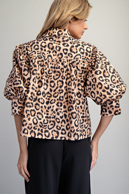 Leopard Button Down Blouse