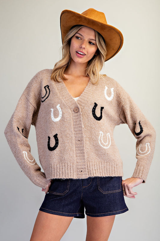 Horseshoe Pattern Knit Cardigan