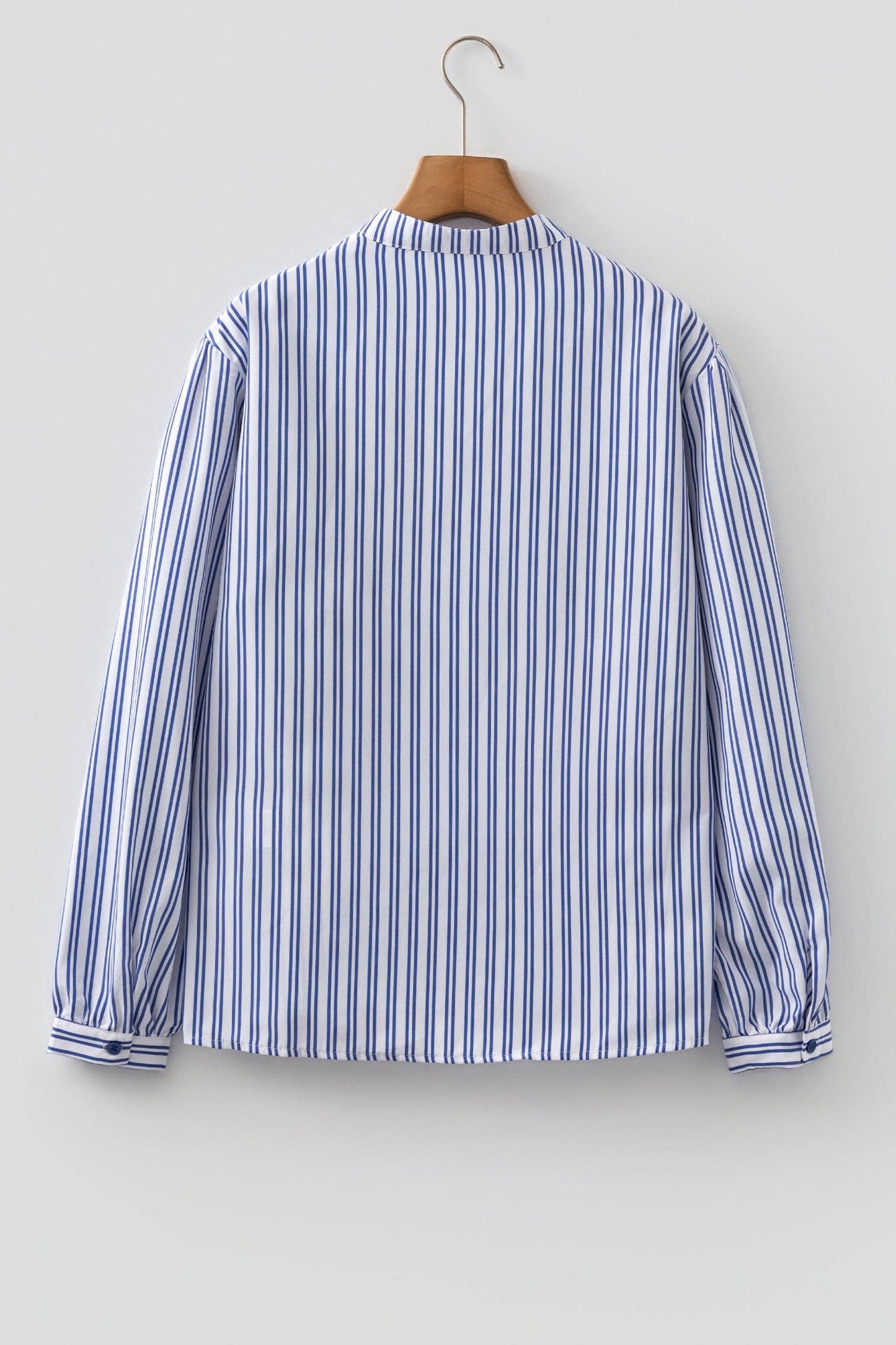 PRETTY BASH Stripe Embroidered Button Long Sleeve Shirt