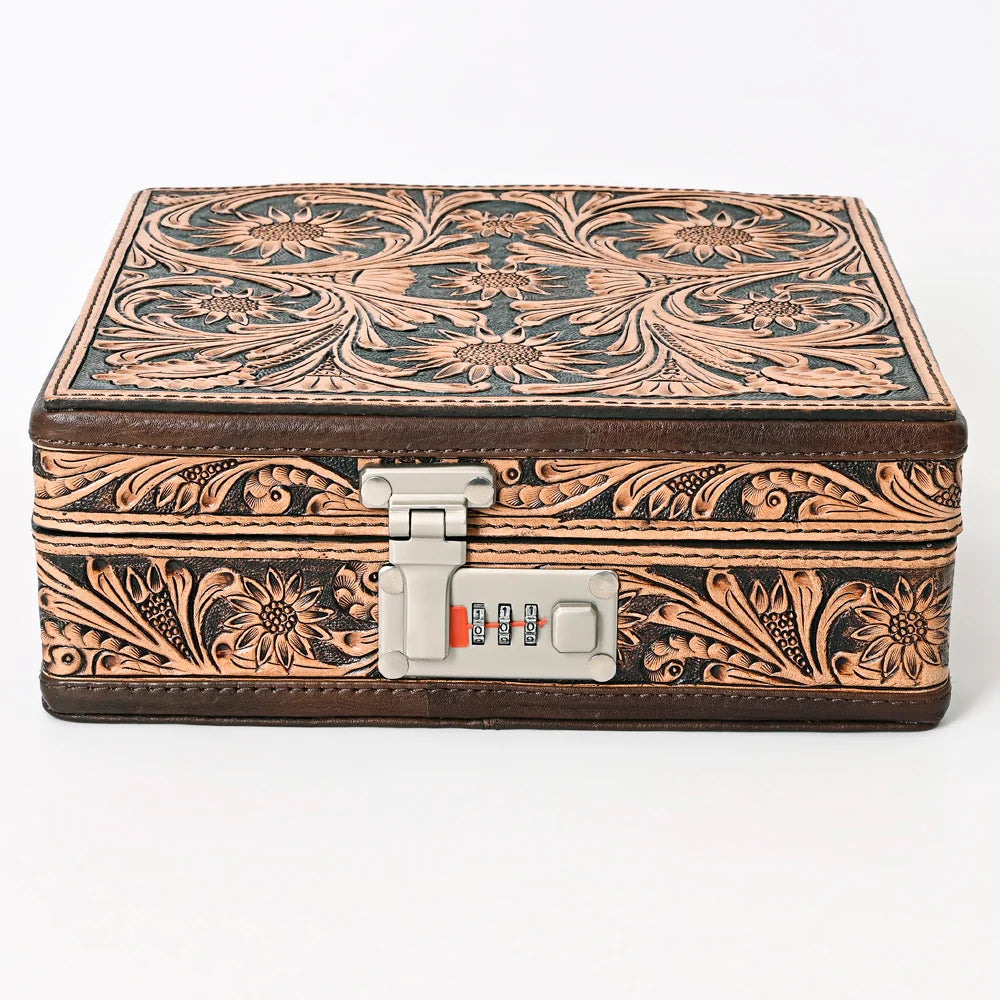 American Darling Western Hand Tooled Leather Jewelry Case
