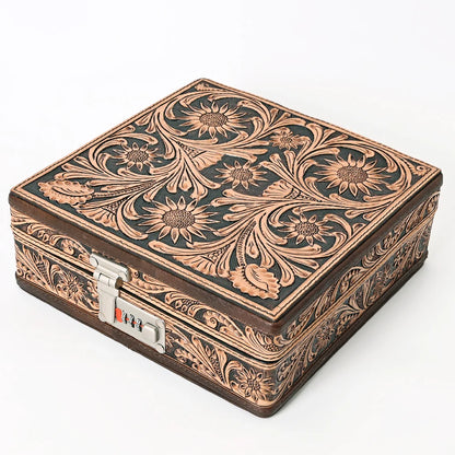 American Darling Western Hand Tooled Leather Jewelry Case
