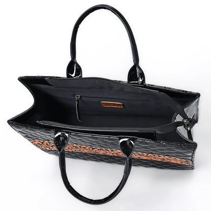 American Darling Quilted Hand Tooled Genuine Leather Tote Bag