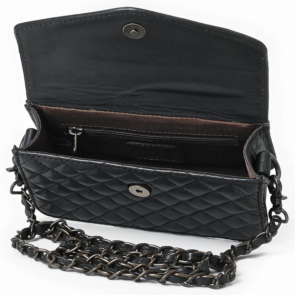 American Darling Hand-Tooled Floral Small Cross body Bag - Quilted Western Leather Purse