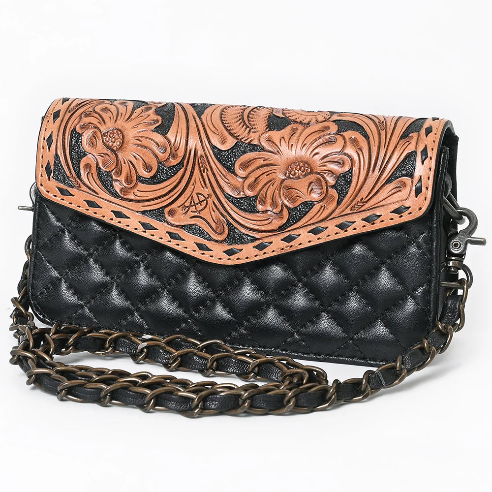 American Darling Hand-Tooled Floral Small Cross body Bag - Quilted Western Leather Purse