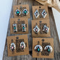 Western Hand Stone Aztec Post Earrings - turquoise pink