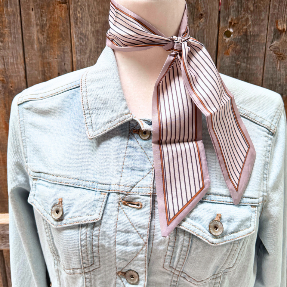 Cream and Brown Western Skinny Mini Wild Rag Scarf / Cowgirl Necktie #TW101