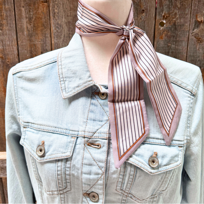 Cream and Brown Western Skinny Mini Wild Rag Scarf / Cowgirl Necktie #TW101