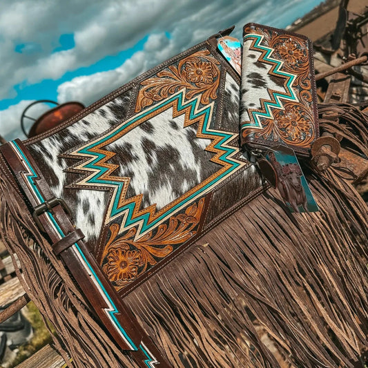 The Zigg Adjustable Cowhide Tooled Purse