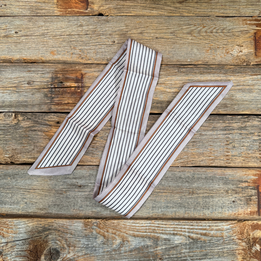 Cream and Brown Western Skinny Mini Wild Rag Scarf / Cowgirl Necktie #TW101