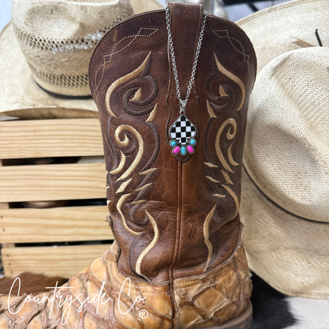 Punchy Cowgirl Checkered Necklace