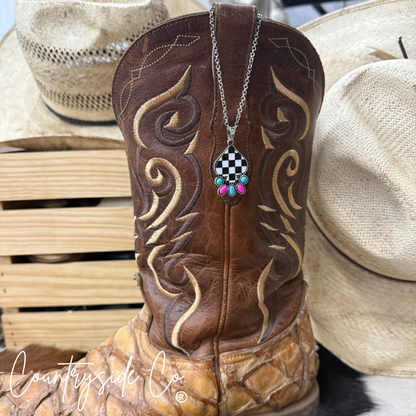 Punchy Cowgirl Checkered Necklace