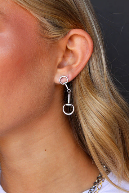 18K Gold Plated Equestrian Bit Drop Post Earrings