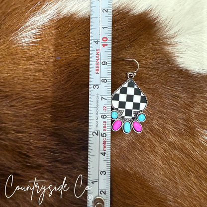 Punchy Cowgirl Checkered Earrings