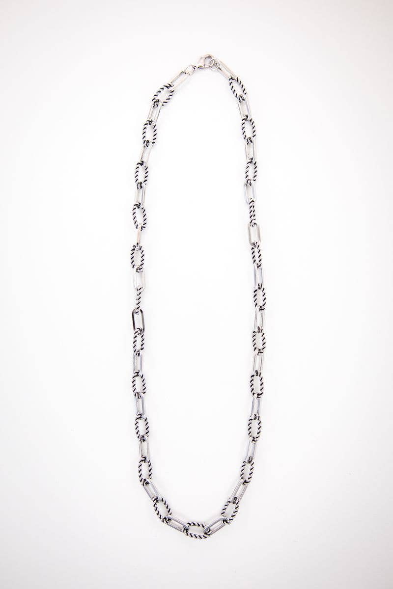 18K White Gold Plated Rope Link Chains- Various Lengths