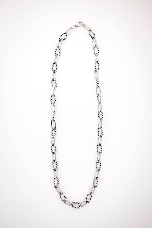 18K White Gold Plated Rope Link Chains- Various Lengths