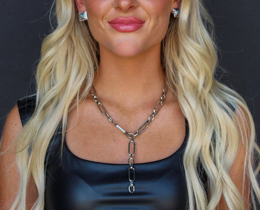 17" Silver Chunky Chain Y Necklace