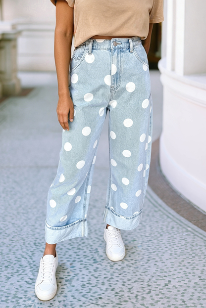 Casual Polka Dot Ankle-Length Regular Jeans