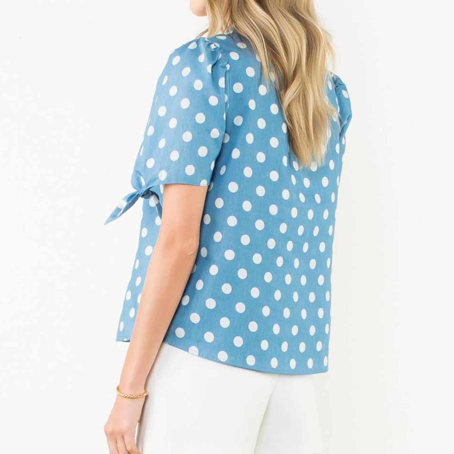 Tie Sleeve Dotted Top