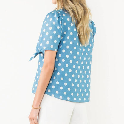 Tie Sleeve Dotted Top