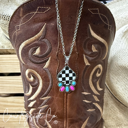 Punchy Cowgirl Checkered Necklace