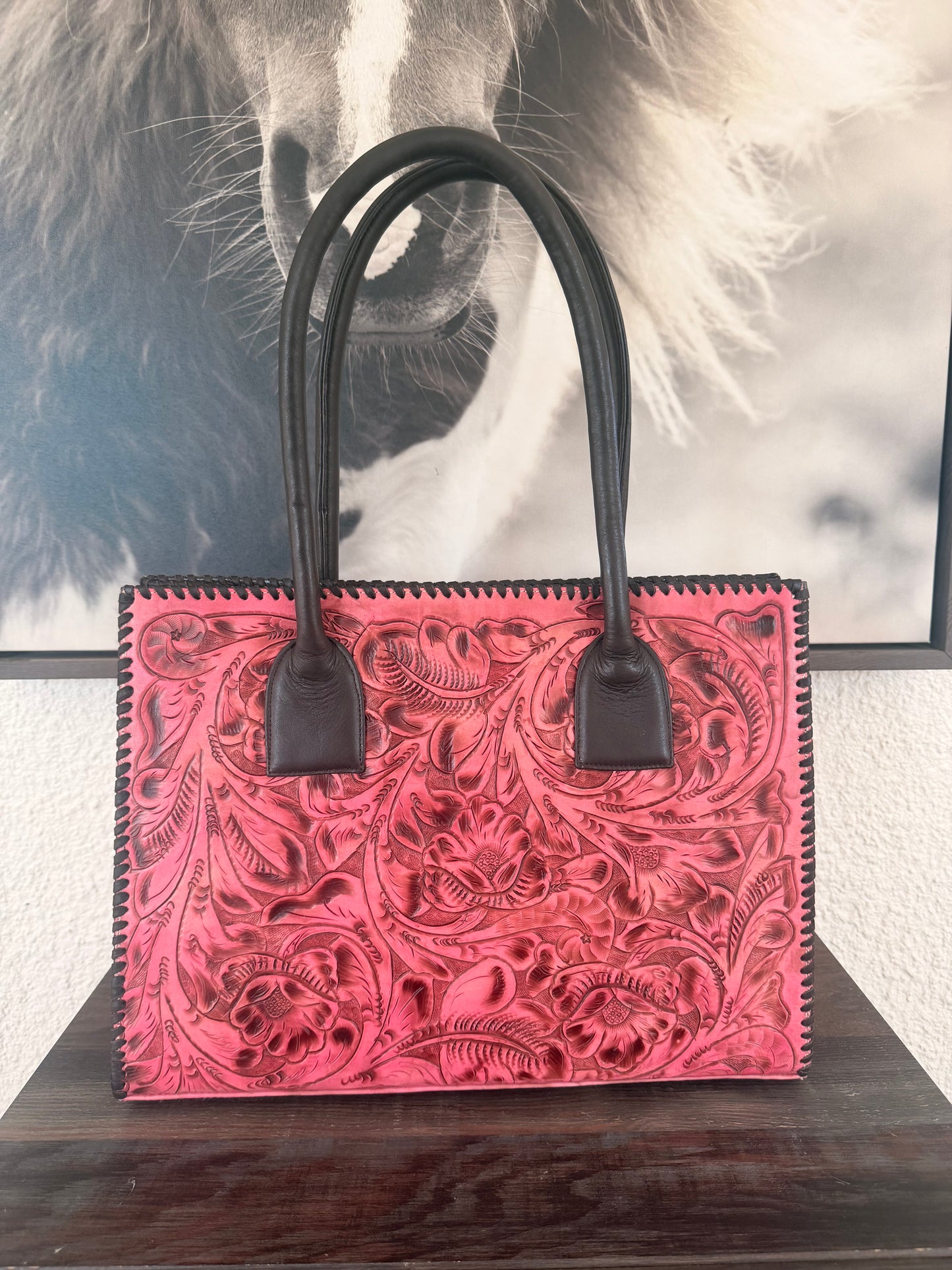 Pink Tooled Leather Juan Antonio Handbag
