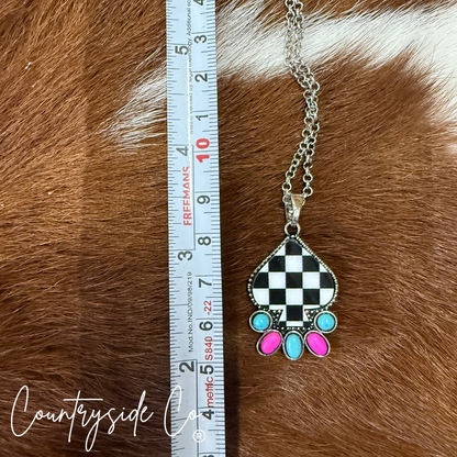 Punchy Cowgirl Checkered Necklace