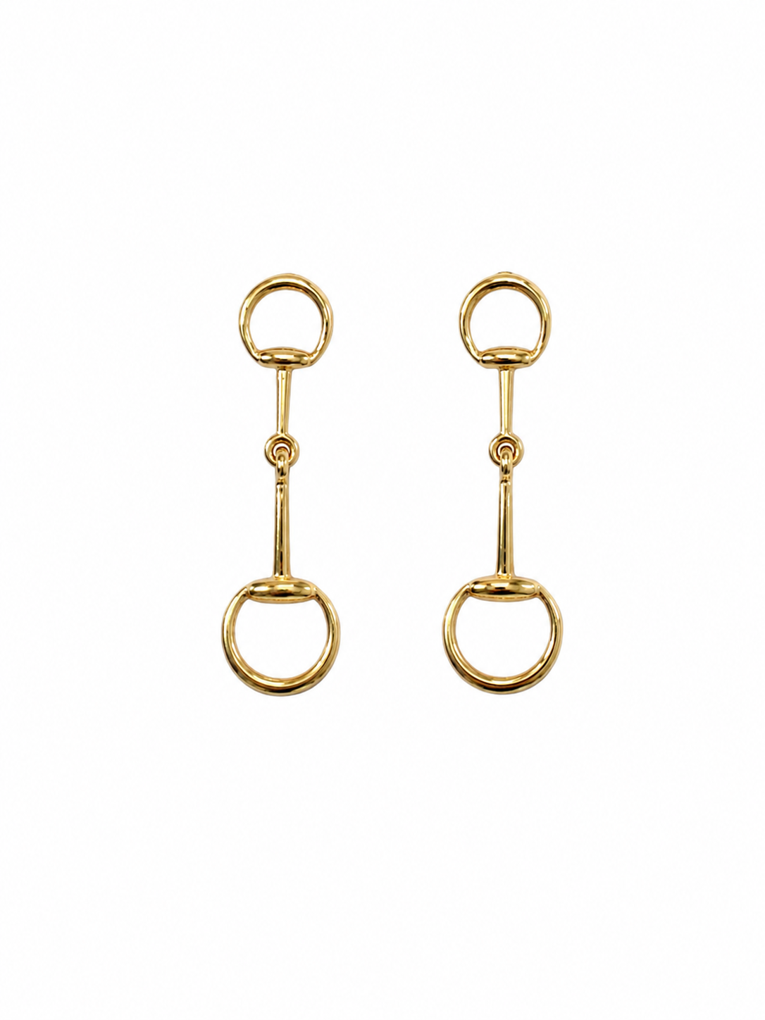 18K Gold Plated Equestrian Bit Drop Post Earrings
