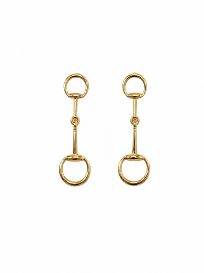 18K Gold Plated Equestrian Bit Drop Post Earrings