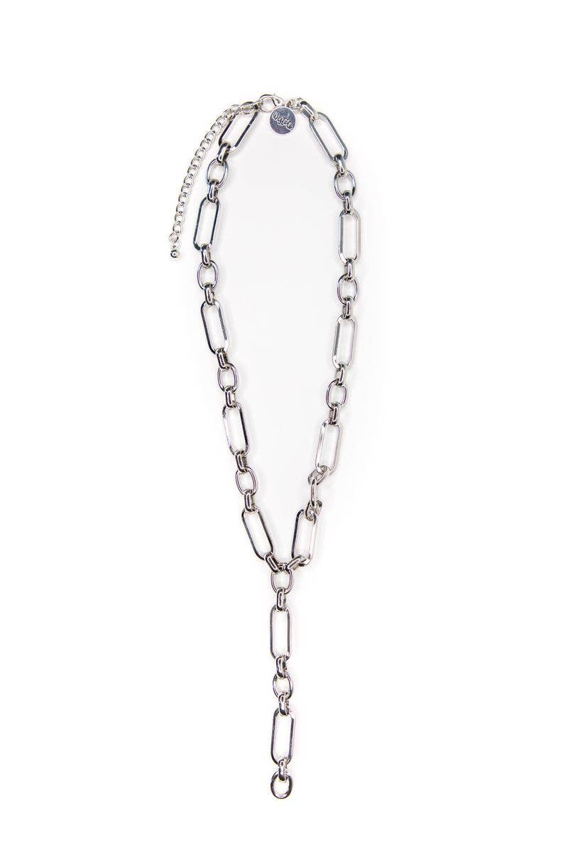 17" Silver Chunky Chain Y Necklace