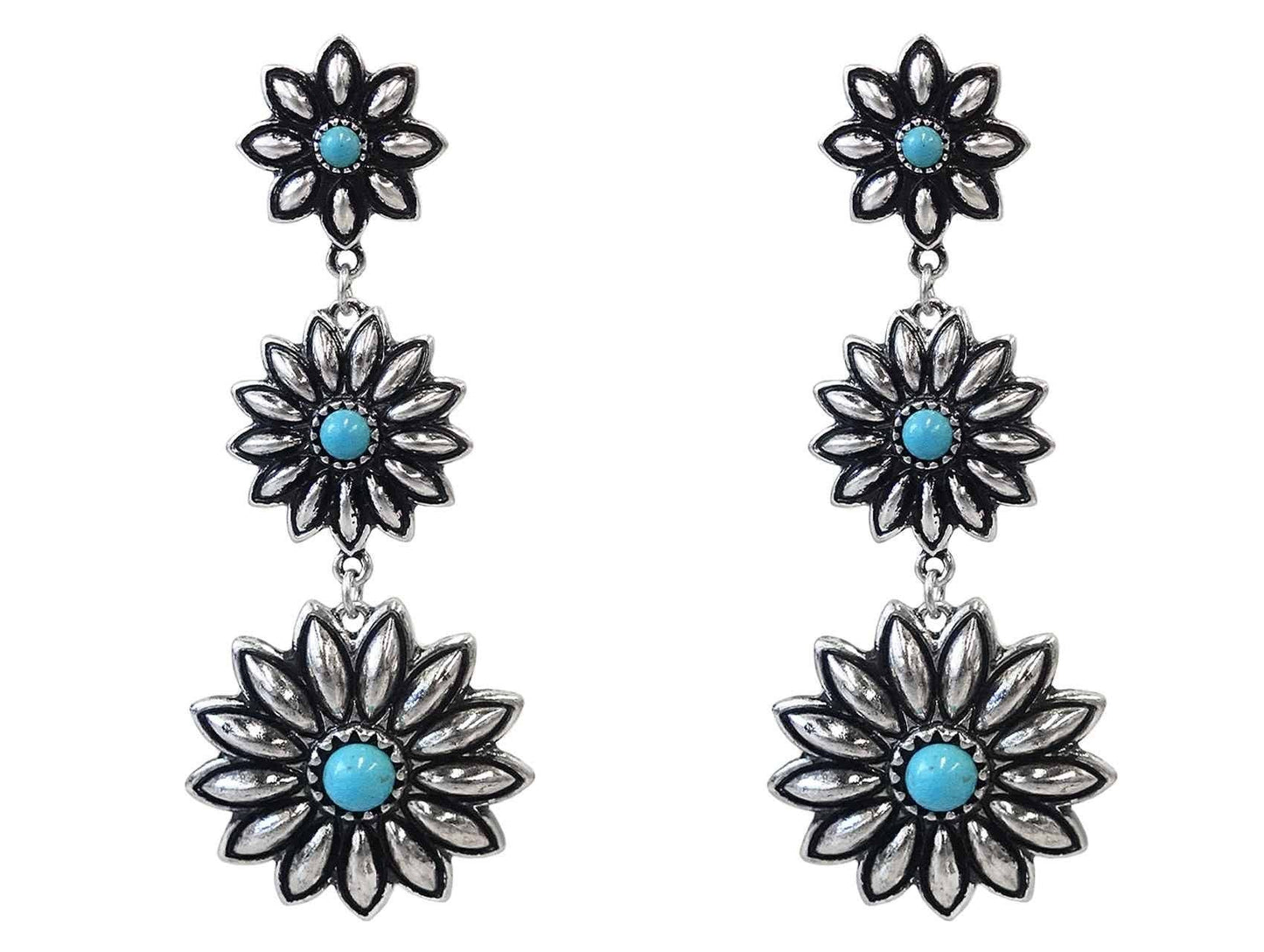 Turquoise FLOWER PENDANT Earrings