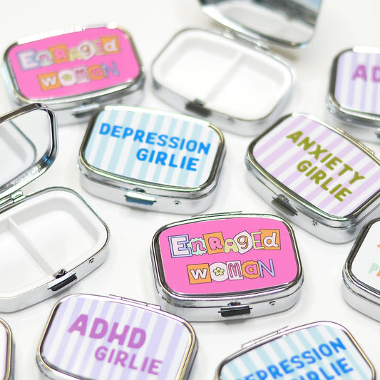 Funny Pill Box Compact Mirror Mental Health Gift Case