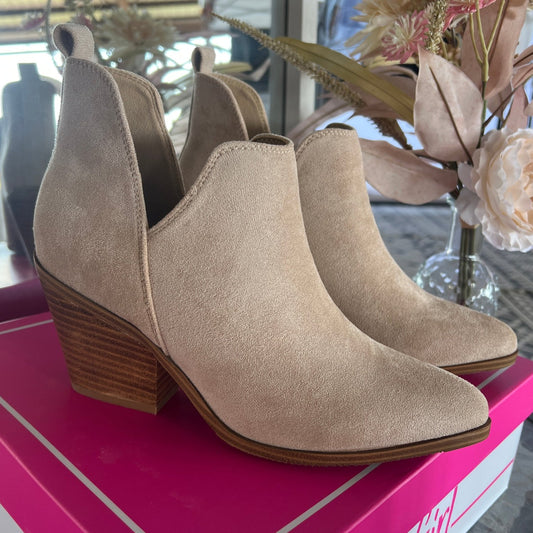 Sassy Pants Sand Faux Suede Bootie