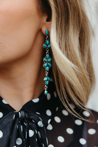 Turquoise WESTERN CLUSTER DANGLE Earrings